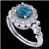 Image 1 : 1.2 CTW Intense Blue Diamond Solitaire Engagement Art Deco Ring 18K White Gold - REF-218N2Y - 37831