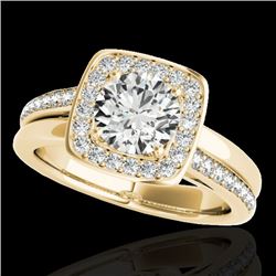 1.33 CTW H-SI/I Certified Diamond Solitaire Halo Ring 10K Yellow Gold - REF-176Y4K - 34152