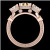 Image 4 : 1.75 CTW Intense Fancy Yellow Diamond Art Deco 3 Stone Ring 18K Rose Gold - REF-227W3F - 37883