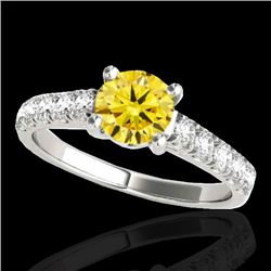 2.1 CTW Certified Si/I Fancy Intense Yellow Diamond Solitaire Ring 10K White Gold - REF-309N3Y - 355