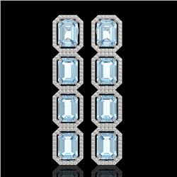 19.49 CTW Aquamarine & Diamond Halo Earrings 10K White Gold - REF-323A5X - 41594