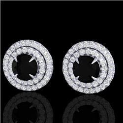 2 CTW Micro Pave VS/SI Diamond Stud Earrings Double Halo 18K White Gold - REF-109F3N - 21465