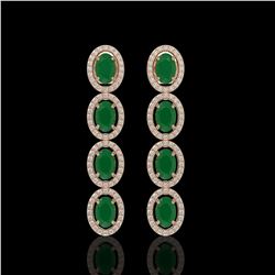 6.47 CTW Emerald & Diamond Halo Earrings 10K Rose Gold - REF-114W2F - 40503