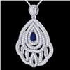 Image 2 : 2 CTW Sapphire & Micro Pave VS/SI Diamond Designer Necklace 18K White Gold - REF-178M2H - 21271