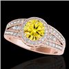 Image 1 : 1.5 CTW Certified Si/I Fancy Intense Yellow Diamond Solitaire Halo Ring 10K Rose Gold - REF-180T2M -