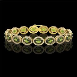 21.71 CTW Tourmaline & Diamond Halo Bracelet 10K Yellow Gold - REF-338Y9K - 40624