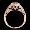 Image 2 : 1.4 CTW Certified Si/I Fancy Intense Yellow Diamond Solitaire Antique Ring 10K Rose Gold - REF-236H4