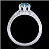Image 4 : 1 CTW Intense Blue Diamond Solitaire Engagement Art Deco Ring 18K White Gold - REF-180M2H - 38118