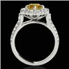 Image 2 : 2.81 CTW Certified Si/I Fancy Intense Yellow Diamond Solitaire Halo Ring 10K White Gold - REF-361F8N