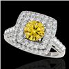 Image 1 : 2.05 CTW Certified Si/I Fancy Intense Yellow Diamond Solitaire Halo Ring 10K White Gold - REF-225M5H