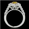 Image 2 : 2.05 CTW Certified Si/I Fancy Intense Yellow Diamond Solitaire Halo Ring 10K White Gold - REF-225M5H