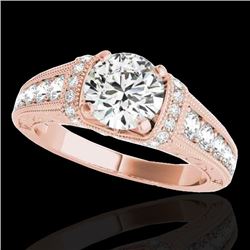 1.5 CTW H-SI/I Certified Diamond Solitaire Antique Ring 10K Rose Gold - REF-180N2Y - 34775