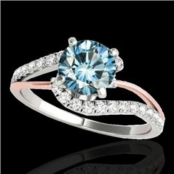 1.35 CTW Si Certified Fancy Blue Diamond Bypass Solitaire Ring 10K White & Rose Gold - REF-167F3N - 