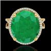 Image 1 : 12 CTW Emerald & Micro Pave VS/SI Diamond Halo Ring 18K Yellow Gold - REF-143X6T - 20961