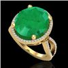 Image 2 : 12 CTW Emerald & Micro Pave VS/SI Diamond Halo Ring 18K Yellow Gold - REF-143X6T - 20961