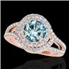 Image 1 : 2.15 CTW Si Certified Fancy Blue Diamond Solitaire Halo Ring 10K Rose Gold - REF-272W8F - 34402