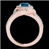 Image 2 : 2.15 CTW Si Certified Fancy Blue Diamond Solitaire Halo Ring 10K Rose Gold - REF-272W8F - 34402