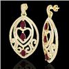 Image 2 : 7 CTW Ruby & Micro Pave VS/SI Diamond Heart Earrings Designer 18K Yellow Gold - REF-381M8H - 21159