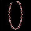 Image 2 : 56 CTW Ruby & Micro VS/SI Diamond Eternity Necklace 14K Yellow Gold - REF-1003Y6K - 23049