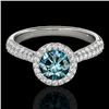 Image 1 : 1.4 CTW Si Certified Fancy Blue Diamond Solitaire Halo Ring 10K White Gold - REF-170W4F - 33303