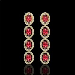 5.88 CTW Tourmaline & Diamond Halo Earrings 10K Yellow Gold - REF-121Y3K - 40522