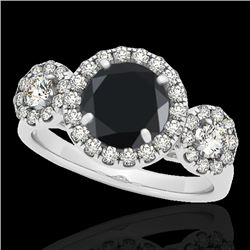 1.75 CTW Certified VS Black Diamond Solitaire Halo Ring 10K White Gold - REF-87W8F - 33286