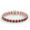 Image 2 : 35 CTW Garnet & Micro Pave VS/SI Diamond Halo Designer Bracelet 14K Rose Gold - REF-134F2N - 23310