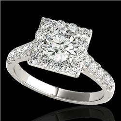 2 CTW H-SI/I Certified Diamond Solitaire Halo Ring 10K White Gold - REF-210Y9K - 34132