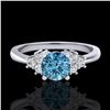 Image 2 : 0.75 CTW Fancy Intense Blue Diamond Engagement Classic Ring 18K White Gold - REF-101W8F - 37586