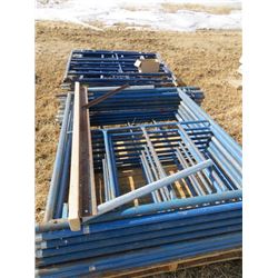Blue scafolding on casters approx 15ft high 5x5’ sections