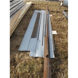 Assortment of tin and some rebar on pallet