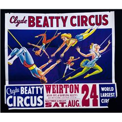 1945 Wisconsin Circus Museum Circus Poster (Clyde Beatty Circus)