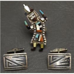 HOPI CUFFLINKS ZUNI RING