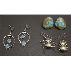 THREE PAIR PUEBLO EARRINGS