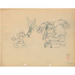 Mickey Mouse and Pegleg Pete Production Drawing from Shanghaied