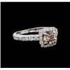 Image 1 : 0.77 ctw Morganite and Diamond Ring - 14KT White Gold