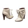 Image 1 : Chanel White Leather Studded Heel Booties 35