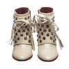 Image 2 : Chanel White Leather Studded Heel Booties 35