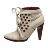 Image 3 : Chanel White Leather Studded Heel Booties 35