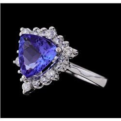 2.85 ctw Tanzanite and Diamond Ring - 14KT White Gold