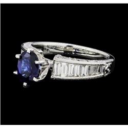 0.90 ctw Sapphire and Diamond Ring - 18KT White Gold