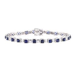 8.12 ctw Sapphire And Diamond Bracelet - 14KT White Gold