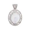 22.54 ctw Opal And Diamond Pendant - 14KT White Gold
