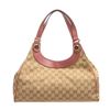 Image 1 : Gucci Beige Brown Monogram Canvas Pink Leather Trim Shoulder Handbag
