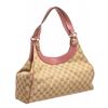 Image 2 : Gucci Beige Brown Monogram Canvas Pink Leather Trim Shoulder Handbag