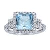 Image 1 : 2.15 ctw Aquamarine and Diamond Ring - 14KT White Gold