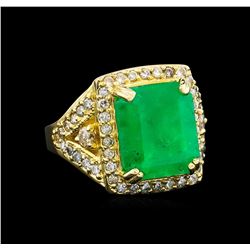 14KT Yellow Gold 9.19 ctw Emerald and Diamond Ring