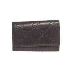 Gucci Black Guccissima Leather Key Holder