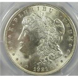 1921-P Morgan Silver Dollar  PCGS MS64+