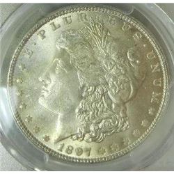 1897-P Morgan Silver Dollar  PCGS MS65+